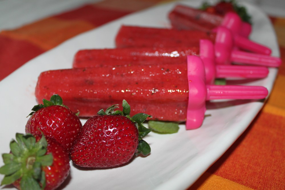 strawberry-mint popsicles